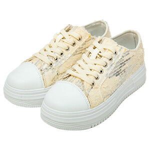 NOUBEL VOUG Relax ヌーベルヴォーグリラックス 528 レディース レ−スアップシューズ 厚底スニーカー クラッシュデザイン スパンコール キラキラ ガーリー フェミニン 足長効果 ブラック ベージ