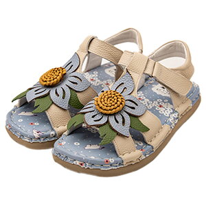 estacion エスタシオン TGE590 レディース サンダル 本革 MOOMIN ムーミン 新作 マジックベルト 調節 厚底 かわいい 疲れにくい フラットソール ふかふか 人気ブランド カジュアル 可愛い アイボリ