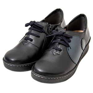 Airy Step エアリーステップ 916 レディース レースアップシューズ 本革 日本製 4E 内側ファスナー 厚底 水玉モチーフ 幅広 ドット柄 クッションインソール スリッポン 旅行に最適 MADE IN JAPAN ブ