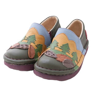 estacion エスタシオン TGE368 レディース 本革 スリッポン カラフル 葉っぱ ツリー リーフ 秋 カジュアル コンフォート クッションインソール ふわふわ中敷き レザー 靴 痛くない 歩きやすい 旅