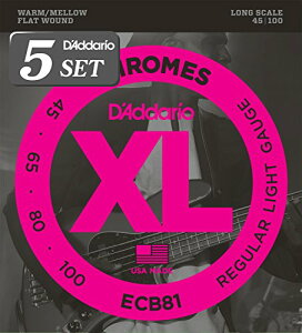 D'Addario ダダリオ ベース弦 フラットワウンド Long Scale .045-.100 ECB81 x 5セット 国内正規品