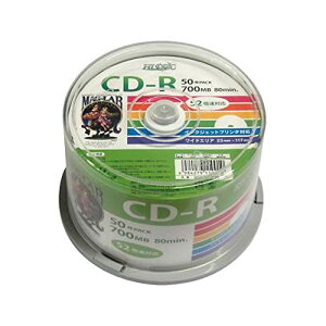 HIDISC CD-R データ用 700MB 52倍速対応 スピンドルケース入り ホワイト ワイドプリンタブル HDCR80GP50 50枚パック