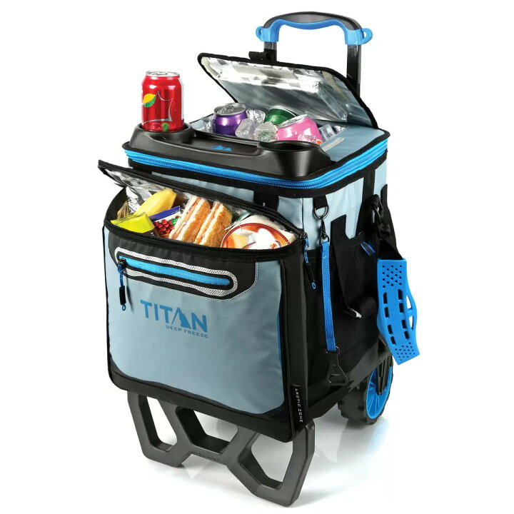 楽天市場】キャリーカート付き クーラーバッグ 青色 TITAN ローリング 