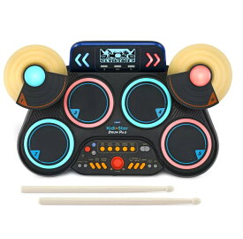 VTECH 電子ドラム　ドラムセット おもちゃ ドラム 子ども用 子供 玩具 楽器 打楽器 楽器玩具 知育玩具 セット 楽器のおもちゃ 練習パッド 初心者 入門 携帯 Bluetooth 録音 誕生日 クリスマス プレゼント 男の子 女の子 小学生 幼稚園 ヴィテック 知育玩具
