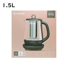 アイリス 電気ケトル 1.5L IKE-G1500T-B　ガラス ガラスケトル 保温 温度調整 空焚き防止 茶こし ティーポット 電気ポット 湯沸しケトル 湯沸し器 湯沸し 電気 ケトル やかん ポット お茶 紅茶 電気ティーポット 透明 おしゃれ デザイン 保温ケトル 茶葉 日本茶 紅茶 急須