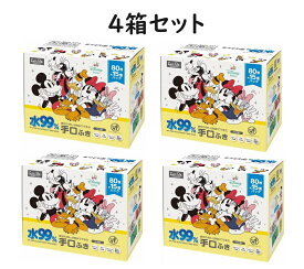 【4箱】1200枚 水99% 手口ふき 80枚×15個 ディズニー ミッキー＆フレンズ　ウェットシート ウェットティッシュ おてふき てふき 手拭き ウェット 口ふき 口拭き 手口 おしりふき 赤ちゃん 新生児 アルコールフリー パラベンフリー 日本製 レック 無香料