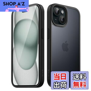 【送料無料】JEDirect マットケース iPhone 15 6.1インチ用 耐衝撃性ミリタリーグレードの落下防止 つや消しの半透明の背面電話カバー 指紋防止 (ブラック)