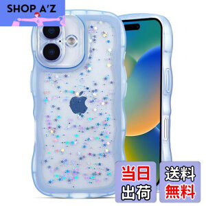 【送料無料】QLTYPRI iPhone 16 用 ケース クリア TPU カバー ウェーブ おしゃれ 韓国 可愛い グリッター 透明 軽量 耐衝撃 滑り止め スマホケース ワイヤレス充電対応 ストラップホール付き アイ