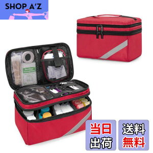 【送料無料】Trunab メディカルバッグ 救急バッグ 二層式 医療バッグ 家庭用 救急箱 (レッド)