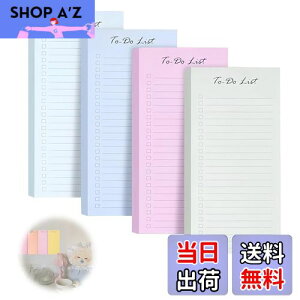 【送料無料】PAVIKE付箋 可愛い 【4個入リ】To Do リスト 罫線入りメモ帳 To Doリスト 付箋 メモ付箋紙 カラフルな文房具、破れやすい、規則的な線、特大容量、オフィス、学校、家庭など