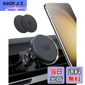 【送料無料】YOSH スマホホルダー 車 マグネット エアコン 置くだけくっつく 着脱簡単 二重ロッククリップ 片手操作 360度調整 磁力強化 360°回転 片手操作 プレート付属 iPhone Samsung Huawei Oppo On