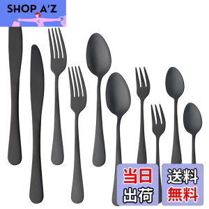 【送料無料】BISDARUN ディナーカトラリーセット 10本 2人用 18-0ステンレス つや消し サテン仕上げ 程よいサイズ 使いやすい形状 4色選択可能 ブラック