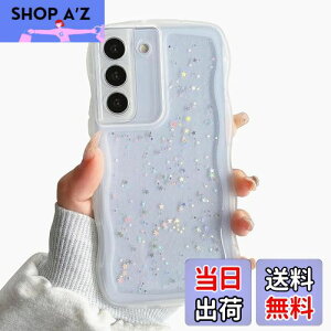 【送料無料】QLTYPRI Galaxy S22 ケース クリア TPU カバー ウェーブ おしゃれ 韓国 可愛い ウェーブ グリッター 透明 薄型 軽量 耐衝撃 滑り止め (SC-51C / SCG13) スマホケース ワイヤレス充電対応 ス