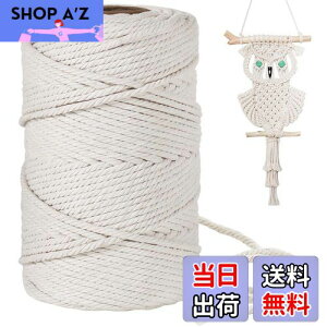 【送料無料】4mm 綿紐,100M 太いマクラメロープ 手芸 壁掛け おもちゃ 盆栽などに (ベージュ)