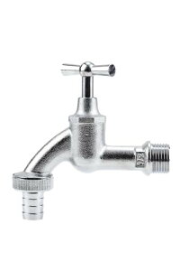 【送料無料】GARDENA(ガルデナ) カップリング付き横水栓 屋内/屋外用 シルバー 21mm (G 1/2") ネジ 13mm (1/2") ホース用7330-20