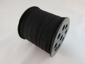 【送料無料】Tick Nick 合皮平革紐 幅3mm 100ヤード 約91m巻き ブラック 皮紐 革ひも / ネックレス アクセサリー ストラップ に