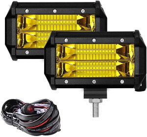 【送料無料】フォグランプ バイク 5インチ SAMLIGHT 72w LED作業灯 イエロー 12-24v 兼用 広角狭角一体 トラック 重機機械 ガレージ ライト デッキライト 集魚灯 前照灯 Suv Atv Utv 2個セット 1年 …