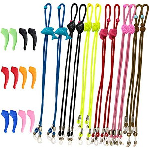 【送料無料】SENHAI 12個の子供用メガネストラップ&6ペアー眼鏡耳フック、調節可能 シリコン製滑り止め メガネ固定バンド