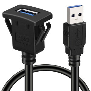 【送料無料】スクエアシングルポートUSB 3.0パネルフラッシュマウント延長ケーブル、バックル付き、カートラックボートオートバイダッシュボード用