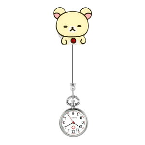 【送料無料】Lancardo 動物 ナースウォッチ 看護師用 懐中時計 ポケットウォッチ クリップ式 男女兼用 数字 見やすい レディース かわいい 伸び縮み可能