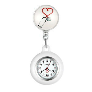 【送料無料】Lancardo ナースウォッチ 看護師時計 懐中時計 ポケットウォッチ シリコン 取り外し可能 伸張可能 メンズ レディース かわいい ハート聴診器 保育士 介護士 男女兼用 プレゼント