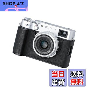 【送料無料】SIUTATDSH カメラハーフケース 適用 Fuji X100VI ビンテージメタル本革インスタントカメラ保護ケース スタイリッシュ ポータブル 耐衝撃 (ブラック)