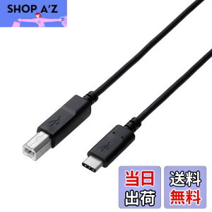 yzGR USBP[u Type C (USB C to USB B) 0.5m USB2.0Fؕi 3Ao ő480Mbps ubN U2C-CB05NBK