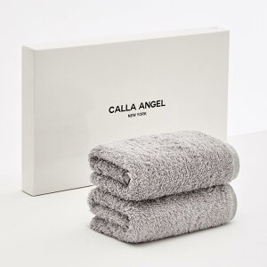【送料無料】Calla Angel New York【エジプト超長綿GIZA86 100%】高級フェイスタオル 2枚組 ふわふわ甘撚り 厚手 高吸水 360度立体パイル仕様 柔らかい 無地 上質コットン OEKO-TEX認証 白箱入り ギフト