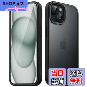 �y���������zJETech �}�b�g�P�[�X iPhone 15 Plus 6.7�C���`�p �ϏՌ����~���^���[�O���[�h�̗����h�~ ������̔������̔w�ʓd�b�J�o�[ �w��h�~ (�u���b�N)