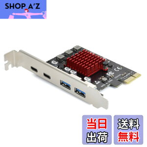 �y���������zELUTENG USB3.1���݃{�[�h 4�{�[�h �y2 USB-A & 2 USB-C�z 5Gbps PCIE�C���^�[�t�F�[�X�J�[�h USB3.0�g���J�[�h PCI-Express3.0�ڑ� PCI-E X1/X4/X8/X16 Windows 11/10/8/7/XP/Vista�Ή�