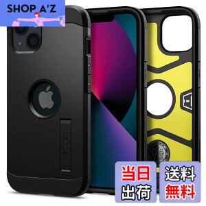 �y���������zSpigen iPhone13Mini�P�[�X �ϏՌ� �ŋ� �ČRMIL�K�i�擾 3�w�\�� �L�b�N�X�^���h �t�� �J�����ی� ���h�~ �Ռ��z�� ���C�����X�[�d �^�t�E�A�[�}�[ ACS03331 (�u���b�N)