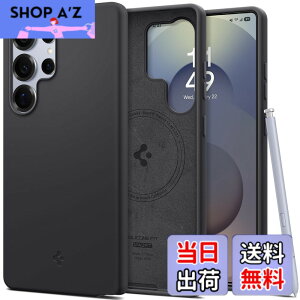 �y���������zSpigen Galaxy S25 Ultra �P�[�X Magfit�Ή� �V���R�� �ϏՌ� �y�� ���^�Ή� TPU �V���R���t�B�b�g�E�}�O�t�B�b�g ACS09017 (�u���b�N)