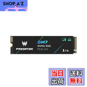 �y���������zAcer Predator M.2 SSD GM7 NVMe2.0 2280 PCIe Gen4x4 ������(�ő�ǂݎ��F7400MB/s�A�ő发�����݁F6500MB/s) ����SSD ���ϋv 3D NAND TLC PS5/PS5 Pro����m�F�ς� ���[�J�[5�N �T�C�Y�F1TB