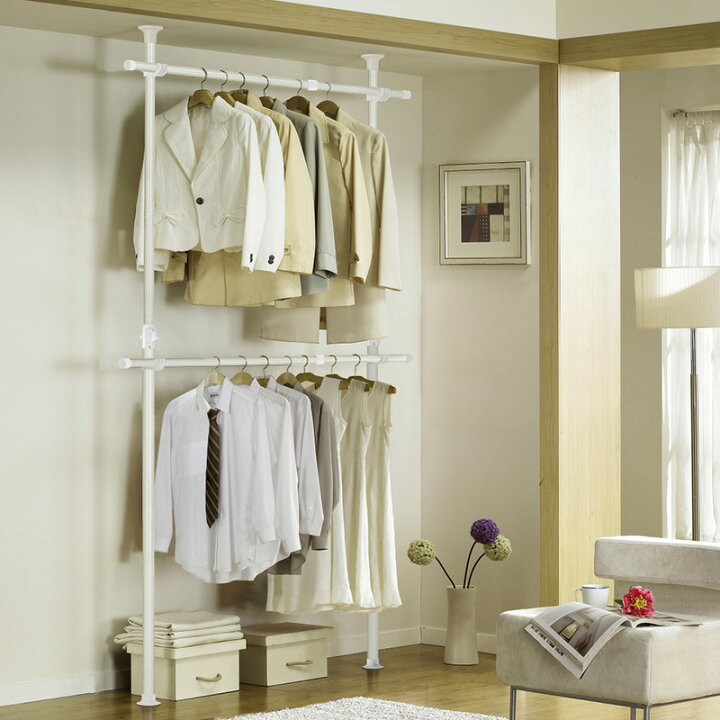 ドリームウェア ワンタッチ式突っ張りポールハンガー ドリームハンガー 棚3枚付大容量クローゼット 木目調ナチュラル  WJ-360NA｜うさマートジャパンサービス株式会社の総合通販サイトうさマート 【Wixero】突っ張りポールハンガー ハンガーラック ワンタッチ設置 高さ調整可 省スペース スリム設計 コンパクト 軽量 簡単組