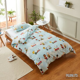 スヌーピー PEANUTS GANG コットン100% 掛けふとんカバー シングル＆ピローケース ブルー 【ショップチャンネル公式】