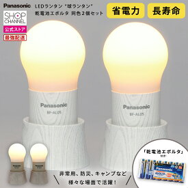 パナソニック 球ランタン 木目調 同色2個セット 乾電池エボルタ付き LEDライト 防災グッズ 災害時 ライト 非常用 懐中電灯 BF-AL05M Panasonic テーブルライト キャンプライト 【ショップチャンネル公式】 置き型 ベッドサイド 寝室 間接照明 LED球ランタン 電池式