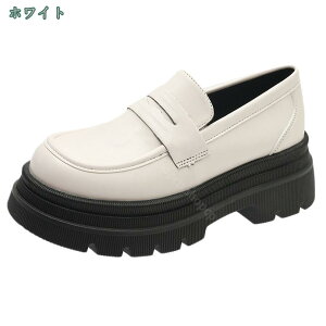 500円OFFクーポン レディース 厚底 スリッポン 太ヒール プラットフォーム ローファー 学生靴 5センチ チャンキーヒール おでこ靴 カジュアル 通学靴 通勤靴 おしゃれ 美脚 軽量 通気性 柔らか