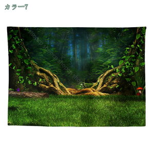 タペストリー 緑の森の風景 白い花 森林 滝 林の中 小屋 桜の花 インテリア アートポスター おしゃれ 壁掛け 撮影用 ビデオ会議 背景 モダンアート 写真 家/自宅/お店 雰囲気転換 用 部屋改造