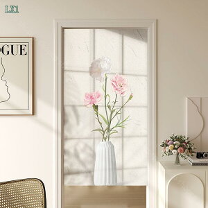 500円OFFクーポン 暖簾 ノレン 花柄 目隠し おしゃれ 花瓶柄 葉 柄 ドアカーテン 家庭用 お風呂用カーテン カフェカーテン 暖簾 出入り口 玄関カーテン 居酒屋 料理屋 着替え室 バラ プライベ