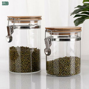 保存瓶 収納整理 ふた付き 木製蓋付き ガラスジャー 密閉容器 ふた付き 透明安全性 コーヒー豆 珈琲 茶筒 密封びん 乾物保存 食品保存瓶 小麦粉 お米収納 保存コンテナ キャニスター おしゃ