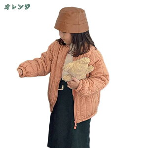 キッズ 中綿ジャケット 前開き ジッパー 子供服 女の子 男の子 ダウンコート フード無し ライト 中綿入り ショートコート 秋冬 防寒ジャケット 通学 通園 アウターウェア 可愛い 幼稚園 小学