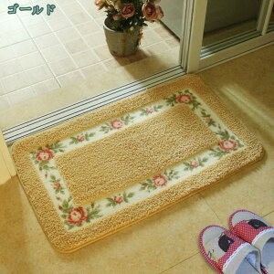 ウォッシャブル 玄関マット 長方形 キッチンマット 洗える 滑り止め 吸水 ベージュ 70×140cm バスマット お風呂マット 吸水マット ふわふわ 柔らかい ローズ 花柄 グリーン ライトブルー 角丸