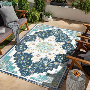 ペルシャ絨毯風 ラグ カーペット 2畳 長方形 北欧 洗える ラグマット オシャレ プリント 花柄 カラー 床暖房対応 じゅうたん 滑り止め付 防臭 防ダニ 民族柄 大きい モダン ネイビー モケット