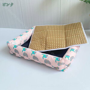 犬 ベッド 冷感クッション スクエアベッド ペット用 犬 猫 小/中型猫犬 マット 通気 中型犬 四季通用 藤編ペットベッド オールシーズン ハウス ペットベットドッグハウス 春用 夏用 犬猫兼用