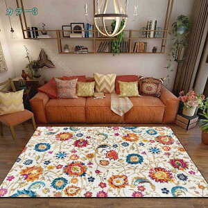 ラグ 花模様 洗える レトロカーペット ペルシャ風ラグマット 長方形 滑り止め付き 夏用 防汚ラグ カーペット アジア おしゃれ かわいい らぐ 民族風 2畳 1畳 リビングラグ ウォッシャブル 抗