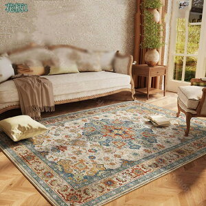 ペルシャ絨毯風 ラグ カーペット 2畳 洗える エスニック 花柄 長方形 オールシーズン 滑り止め付 床暖房対応 防ダニ 抗菌 防臭 ブルー オリエンタル モロッカン インテリア 雑貨 レトロ 敷物