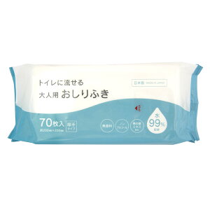 トイレに流せる大人用おしりふき 1袋(70枚入) 03-075 協和紙工