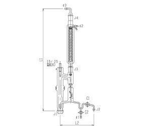 旭製作所 横引き型自動還流器(冷却器二重管タイプ) ガラスコック 28/12 1個 3550-JE-D