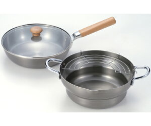 和平フレイズ 千歳 蓋付鉄フライパン&鉄段付き揚げ鍋24cm 1個 CS-048