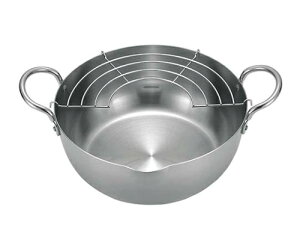 ウルシヤマ金属工業 18-0 ステンレス揚げ鍋(揚げアミ付)22cm 1個 2265500
